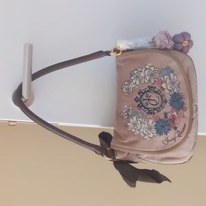 RARE, NWT Y2K JUICY COUTURE Royal Botanical IRIS Camel VELOUR Shoulder Bag VTG